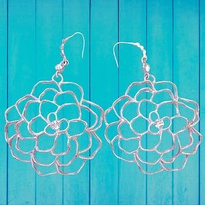 Women’s Silver Statement earrings with rhinestones